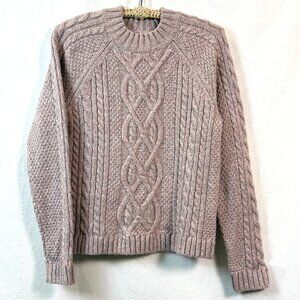Abercrombie & Fitch Sweater Womens Sz M Chunky Cable Knit Pink Preppy Pullover
